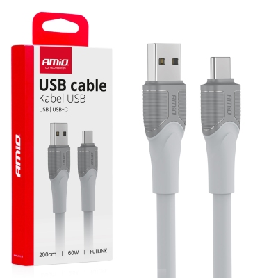 Kabel do ładowania USB-A USB-C 60W 200cm FullLINK transmisja danych AMIO-04290