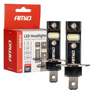 Żarówki samochodowe LED seria HYBRID H3 6000K Canbus 60W AMIO-04113