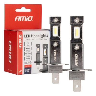 Żarówki samochodowe LED seria HYBRID H1 6000K Canbus 60W AMIO-04112