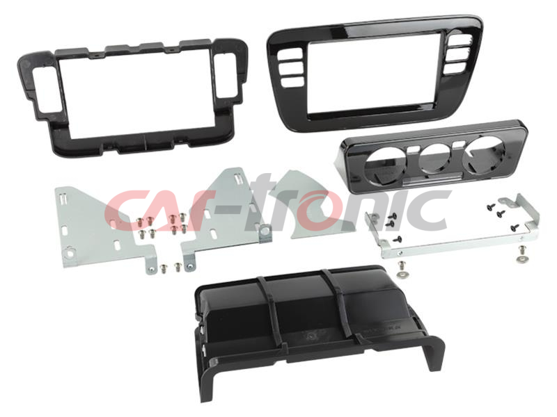 Ramka radiowa 2 DIN Seat Mii, Skoda Citigo 2011 ->, VW up! 2011 - 2016 czarna błyszcząca