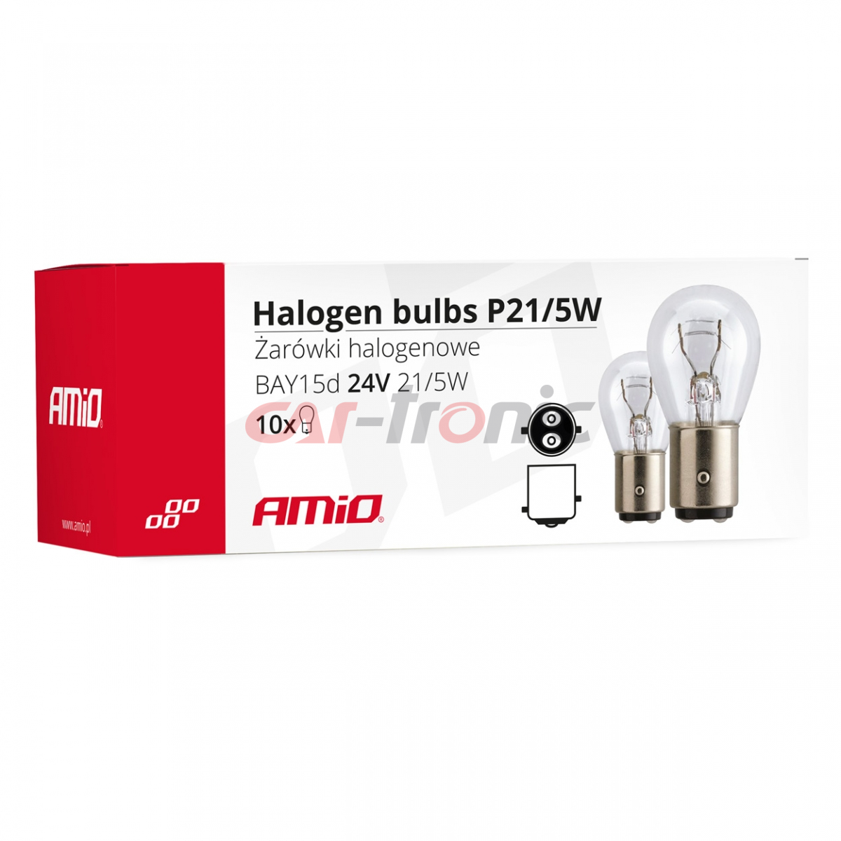 Żarówki halogenowe P21/5W BAY15D 24V 21W/5W 10 szt. (E4) AMIO-01007