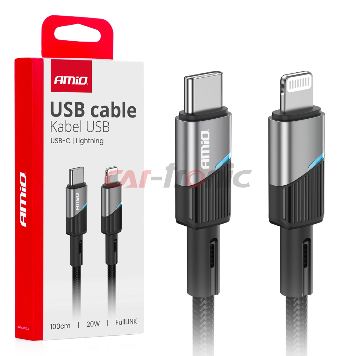 Kabel do ładowania USB-C - IPHONE LIGHTNING 20W 100cm AMIO-03928