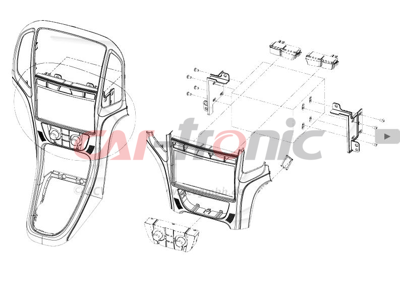 Ramka radiowa 2 DIN Opel Opel Astra J (IP-J) 2009 - 2016 szary