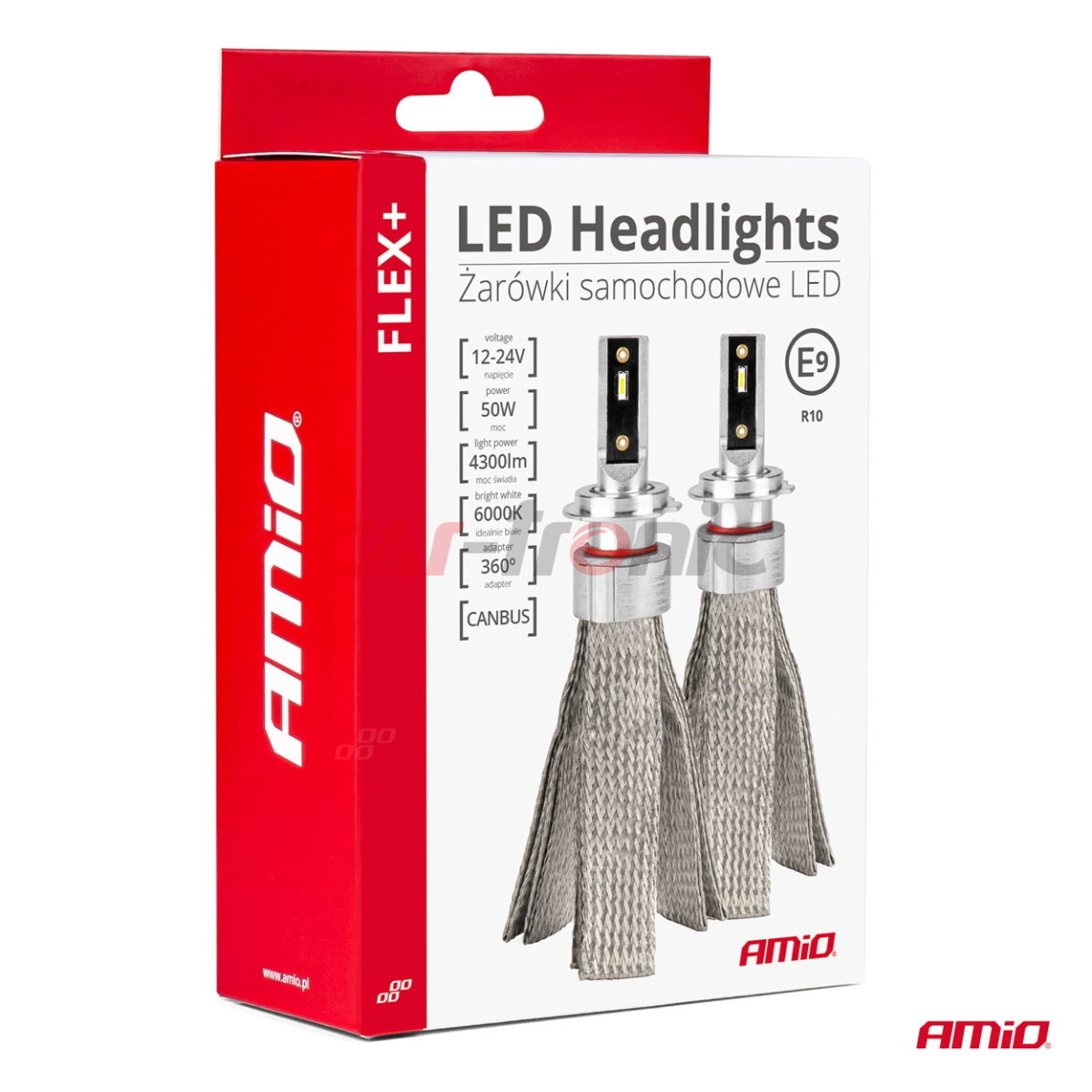 Żarówki samochodowe LED seria FLEX+ H7 H18 12V 24V 6000K Canbus AMIO-03659