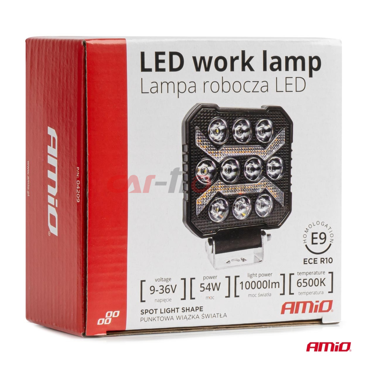 Lampa robocza szperacz LED AWL68 54W 6500K 10000lm 12V 24V AMIO-04209