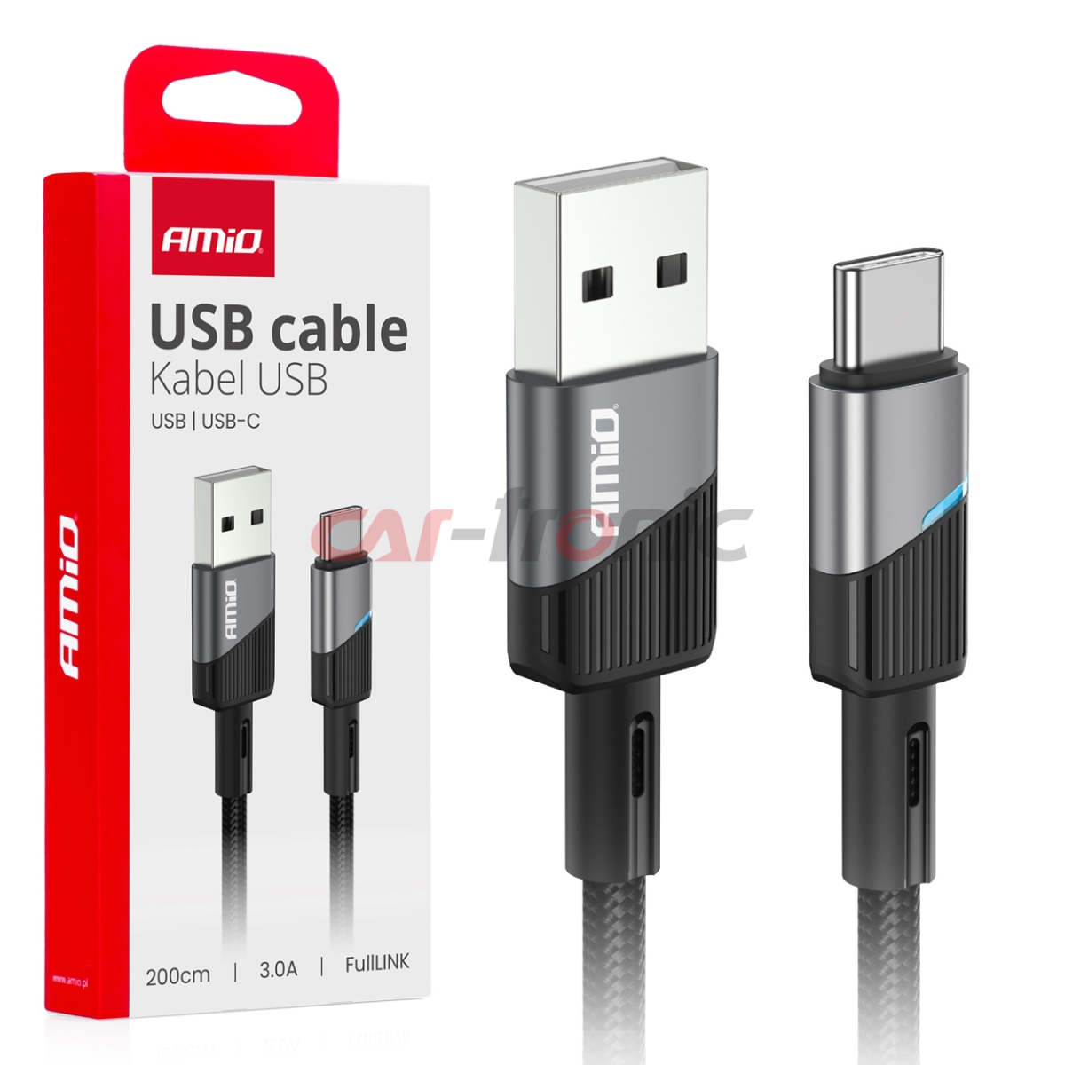 Kabel do ładowania USB-A - USB-C 3A 200cm FullLINK AMIO-03924