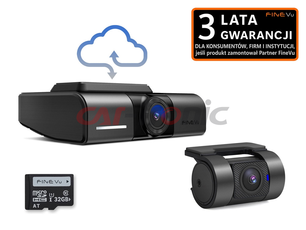 Wideorejestrator FineVu GX1000 CLOUD, 32GB, 2xQHD WiFi, GPS, HDR, fotoradary, tryb Parking