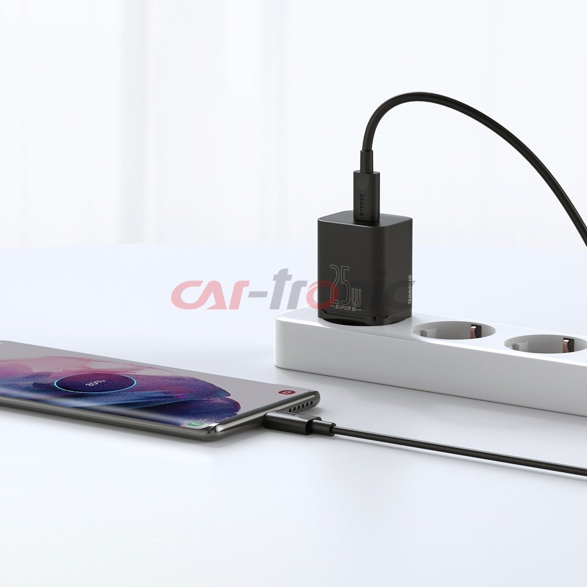 Ładowarka sieciowa USB-C Baseus Mini Power Delivery 25W z kablem USB-C 100 cm czarna