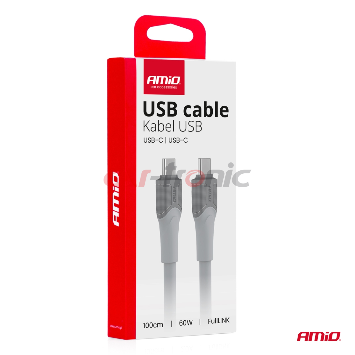 Kabel do ładowania USB-C USB-C 60W 100cm FullLINK transmisja danych AMIO-04291