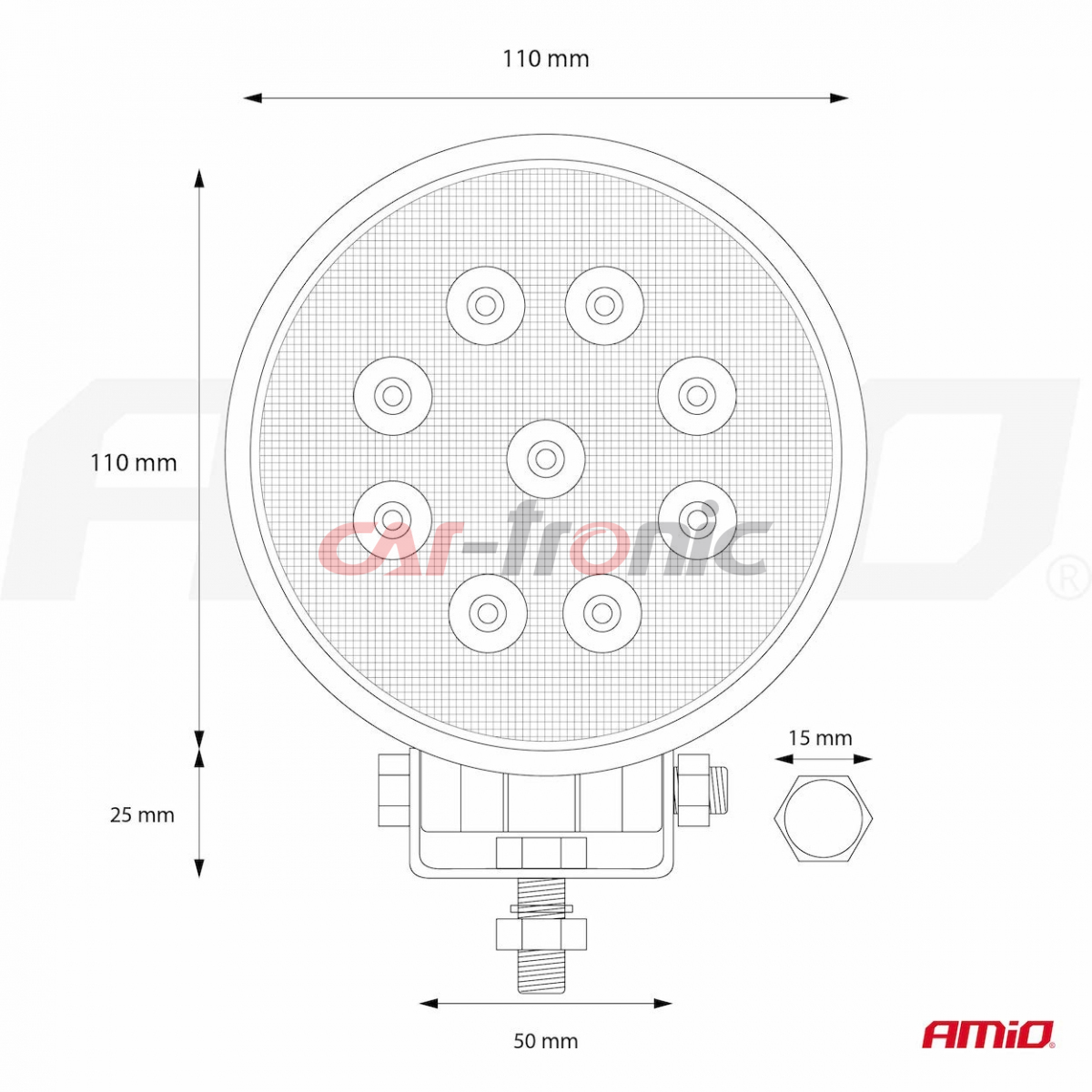 Lampa robocza halogen LED szperacz AWL06 9 LED 12V 24V AMIO-02420