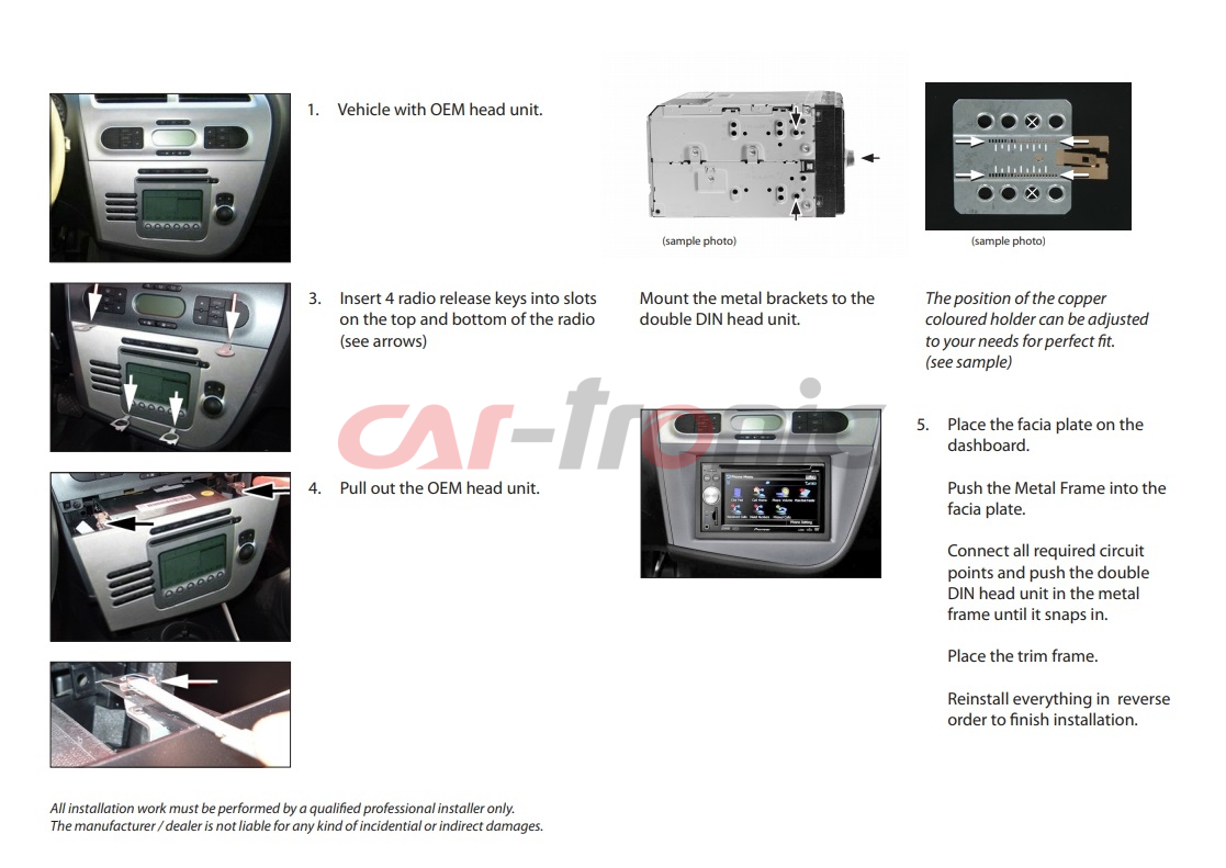 Ramka radiowa 2 DIN zestaw Seat Leon 2004-2010 antracyt