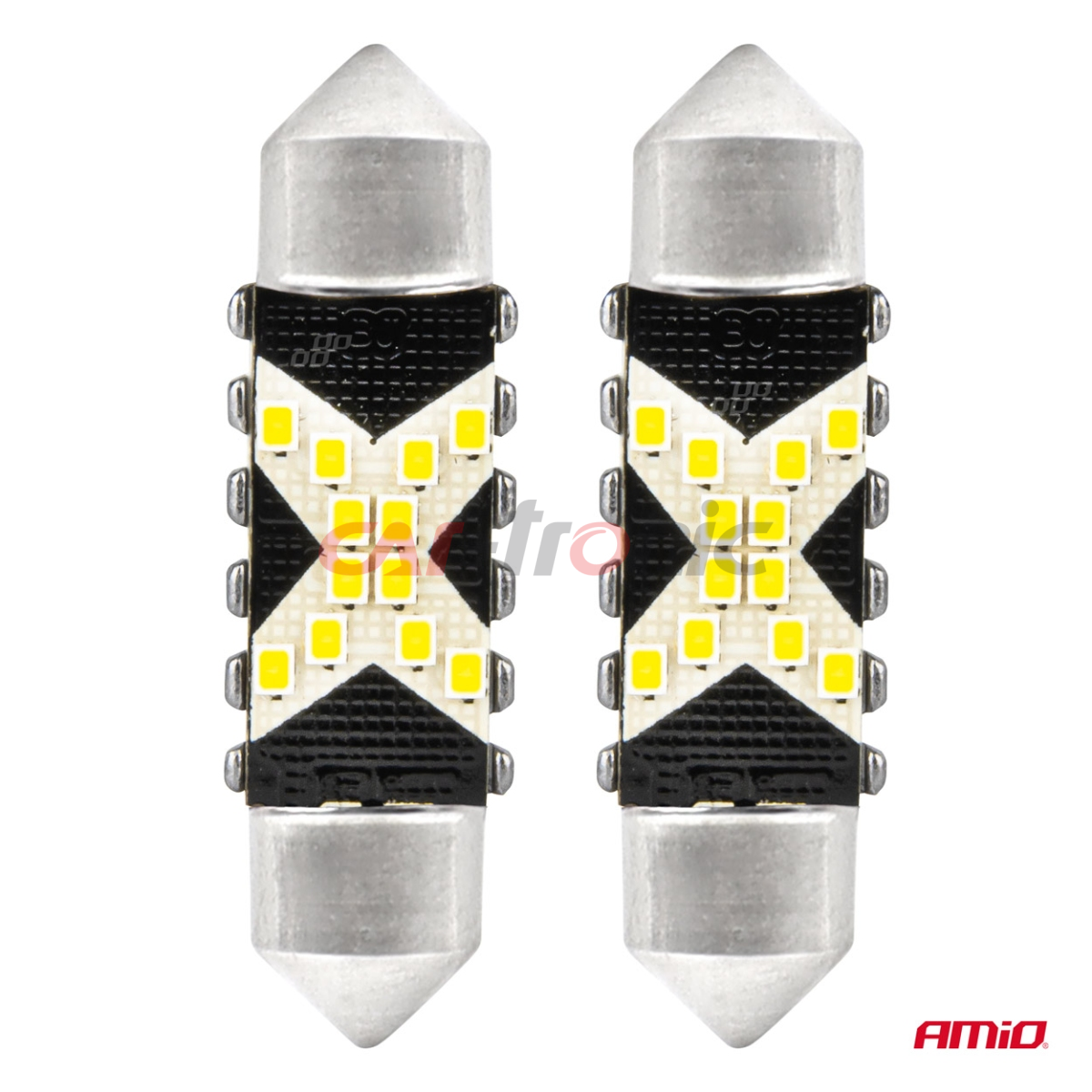 Żarówki LED CANBUS Festoon C5W 12SMD 2016 41mm White 12V 24V AMIO-04238