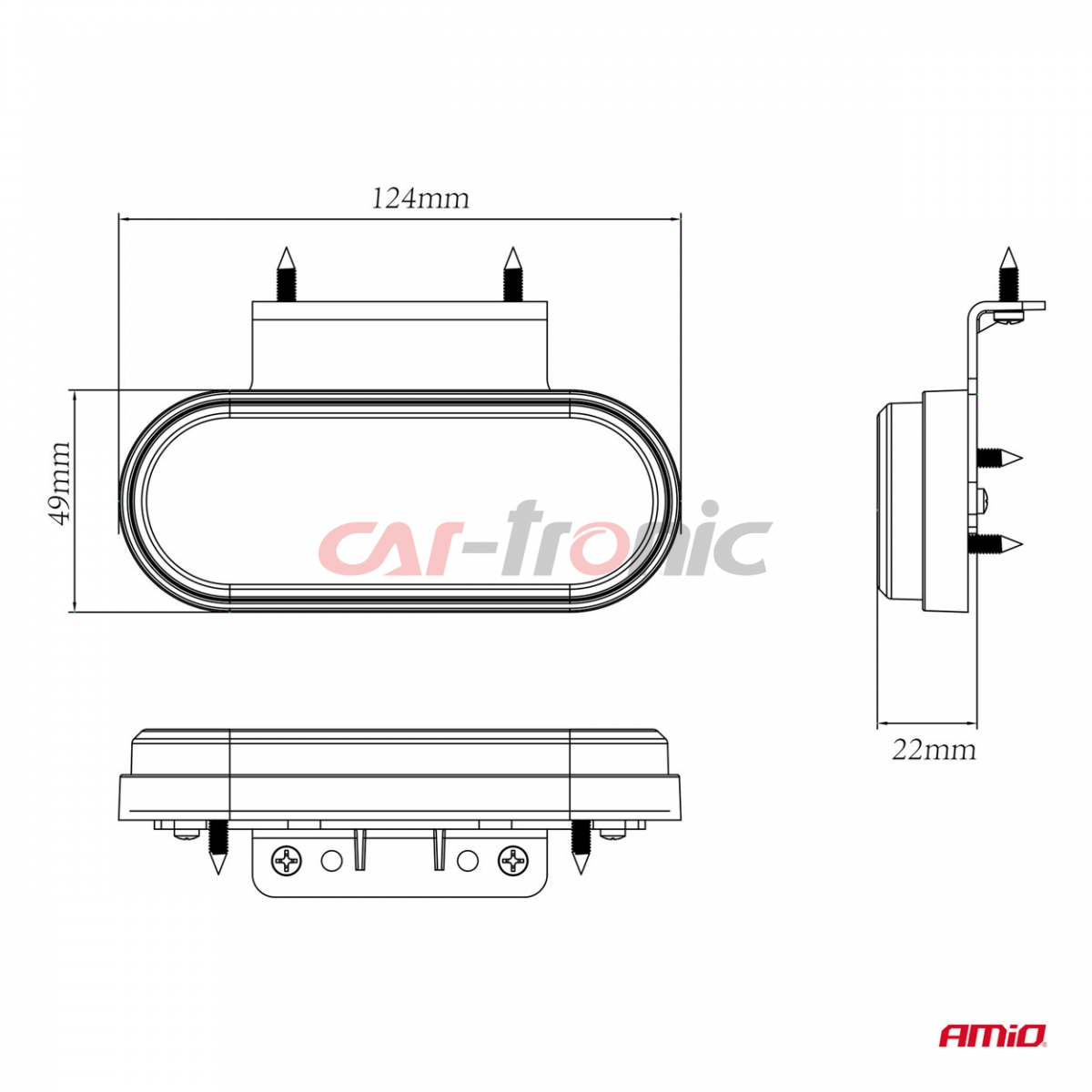 Lampa obrysowa LED OM-01-O owalna pomarańczowa AMIO-02374