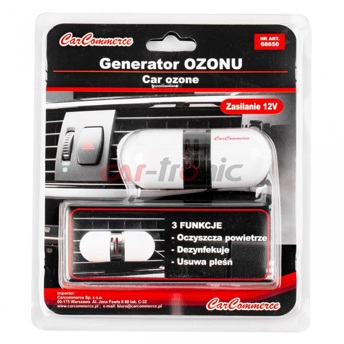 Samochodowy generator ozonu