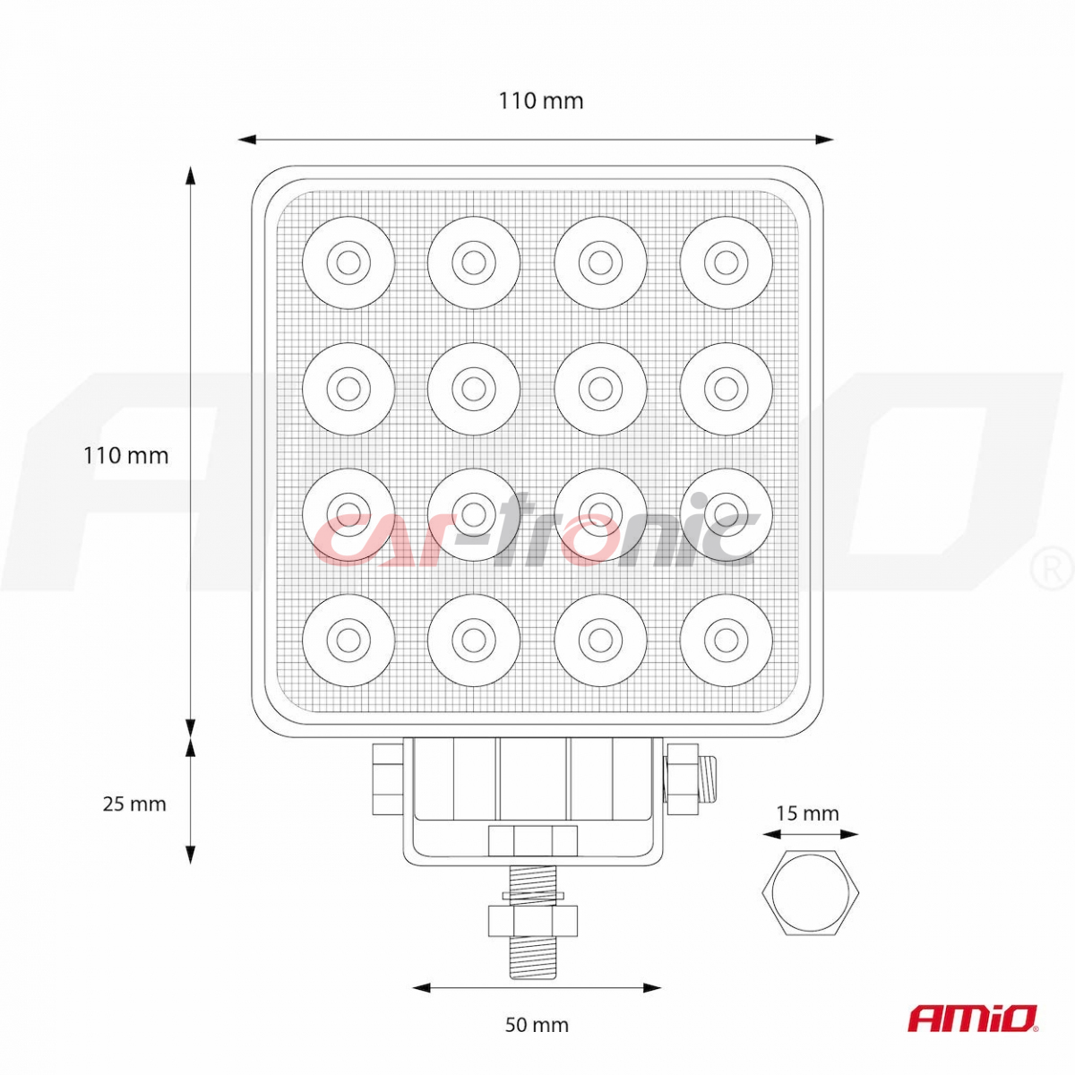 Lampa robocza halogen LED szperacz AWL10 16LED 12V 24V AMIO-02424