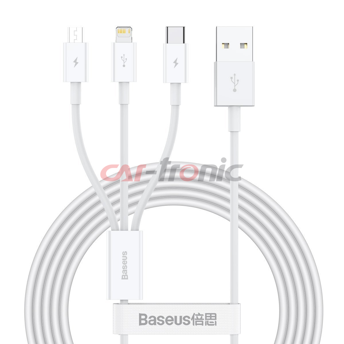 Kabel USB 3w1 Baseus Superior Series na Lightning, USB-C, micro USB 3.5A, 1.2m (biały)