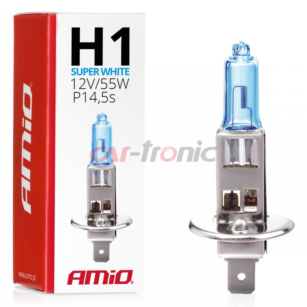 Żarówka halogenowa H1 12V 55W Super White AMIO-01489