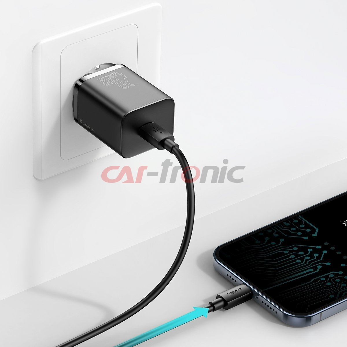 Ładowarka sieciowa USB-C Baseus Super Si Quick Charger 1C 20W z przewodem Lightning 100 cm czarna