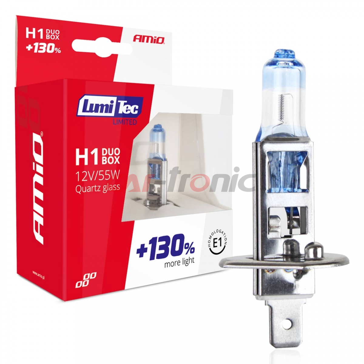 Żarówki halogenowe H1 12V 55W LumiTec LIMITED +130% DUO AMIO-01404