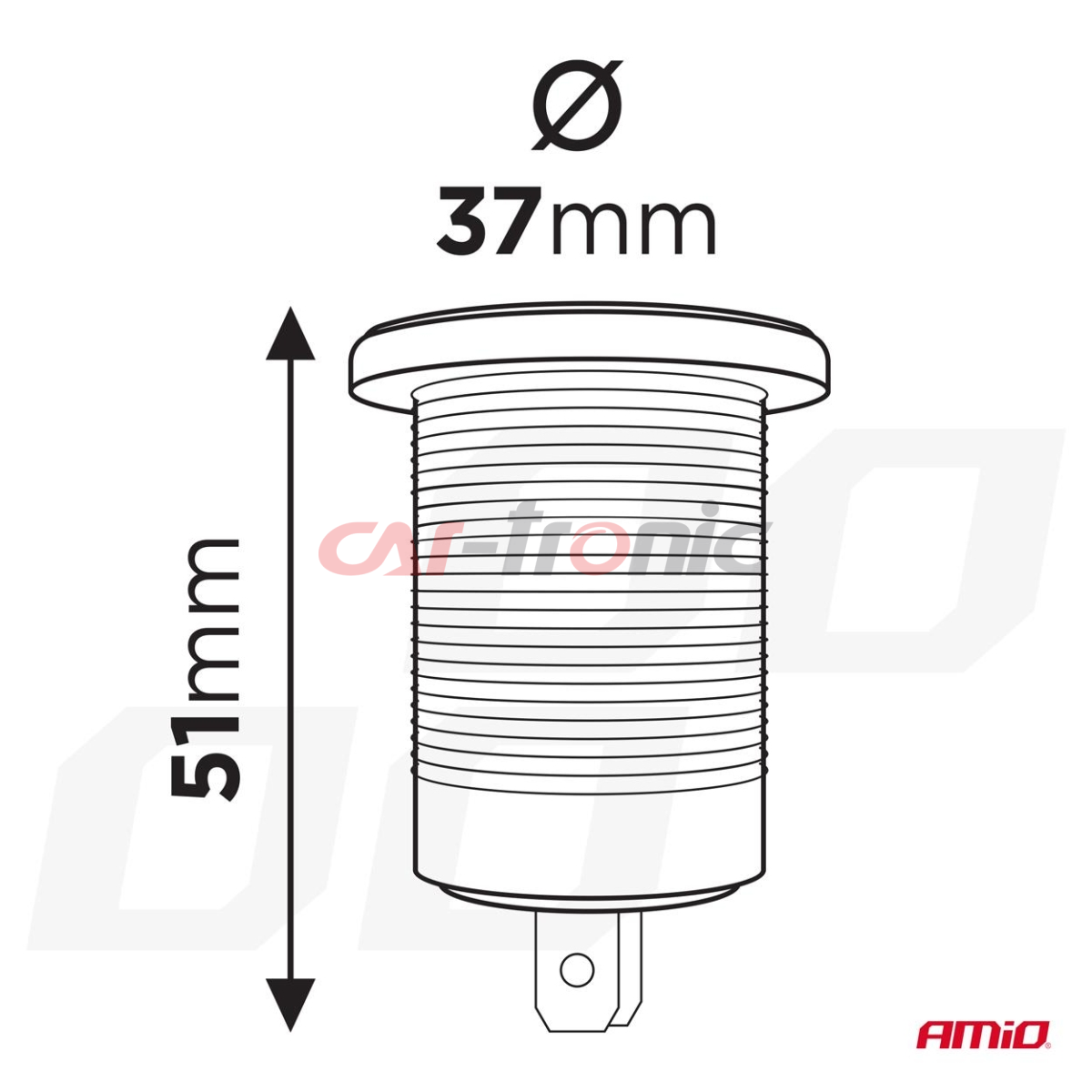 Ładowarka samochodowa z gniazdami USB wodoodporna z włącznikiem 2x USB-C 12V 24V AMIO-04224