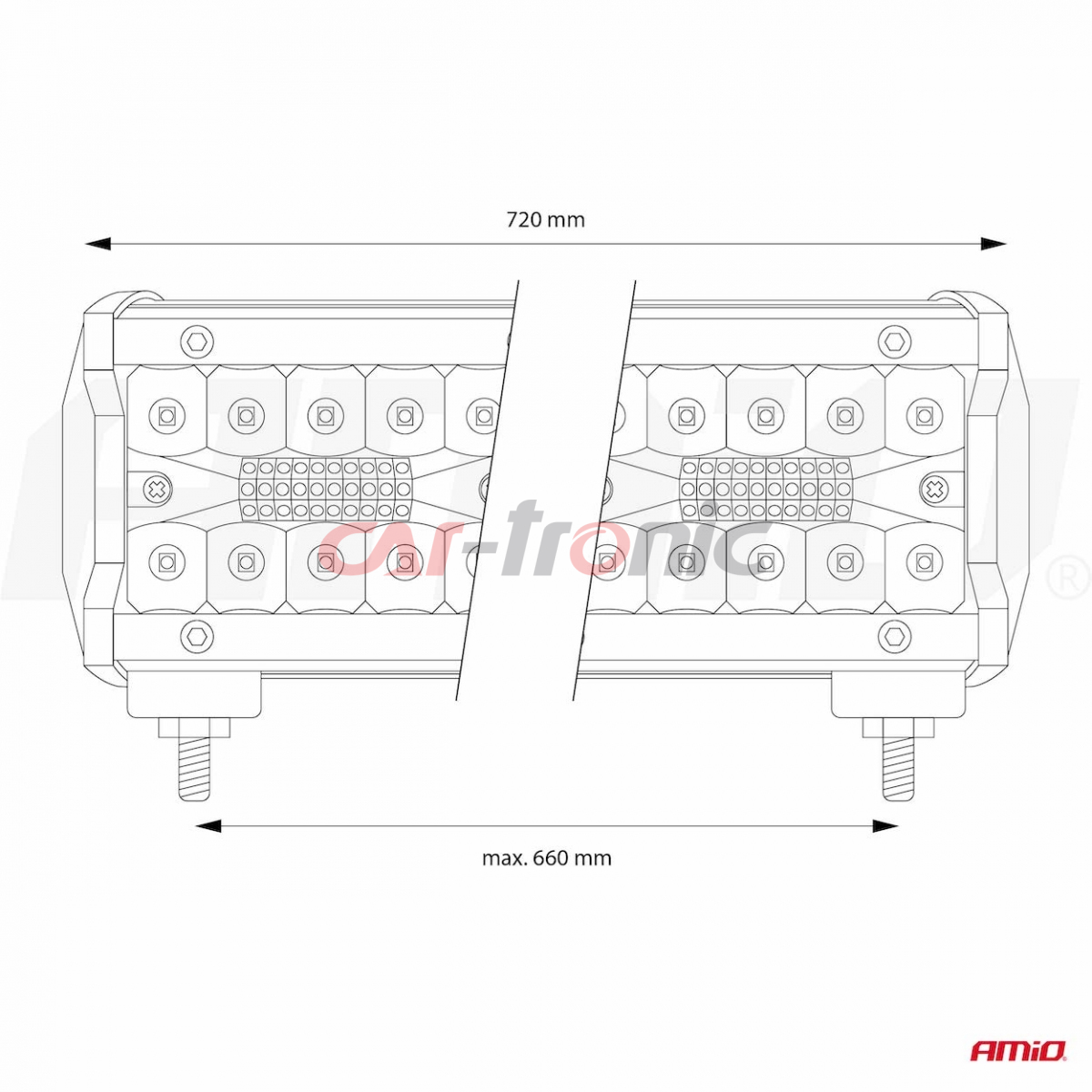 Lampa robocza panelowa LED BAR AWL30 600W 72cm 60000lm 12V 24V AMIO-02544