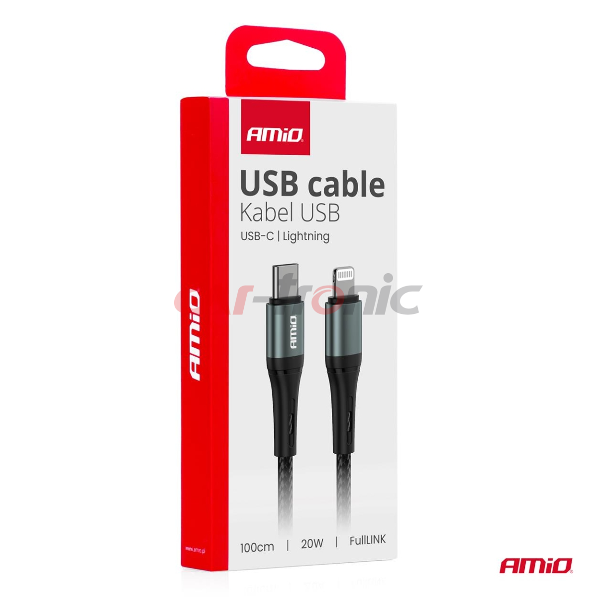 Kabel do ładowania USB-C - IPHONE LIGHTNING 20W 100cm AMIO-03916