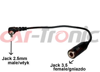 ADAPTER JACK STEREO 3.5 ŻEŃSKI - 2.5 MĘSKI Z PRZEWODEM