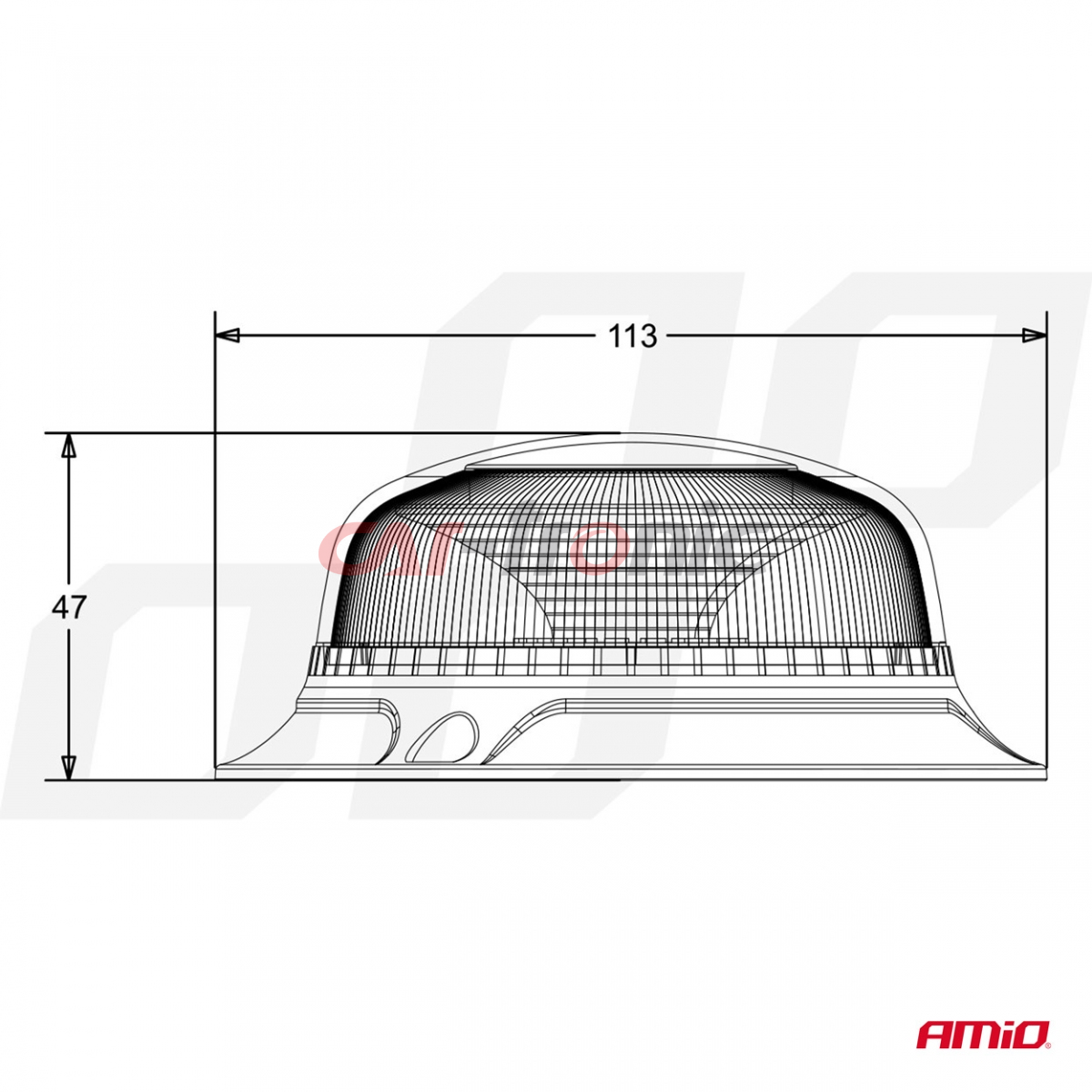 Lampa ostrzegawcza błyskowa mini kogut 18 LED śruby niska R65 R10 12V 24V W213bl AMIO-02927