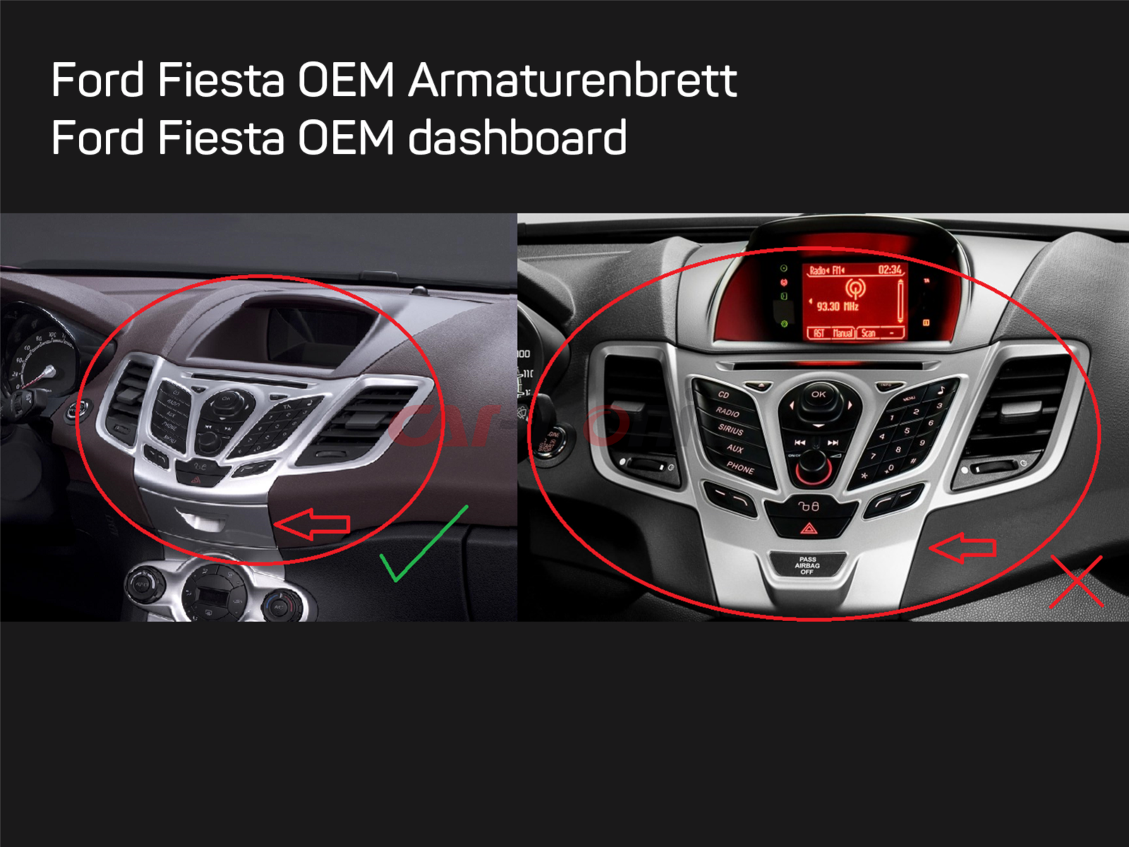 Ramka radiowa 2 DIN Ford Fiesta (JA8) 10/2008 - 2012 z fabrycznym wyświetlaczem