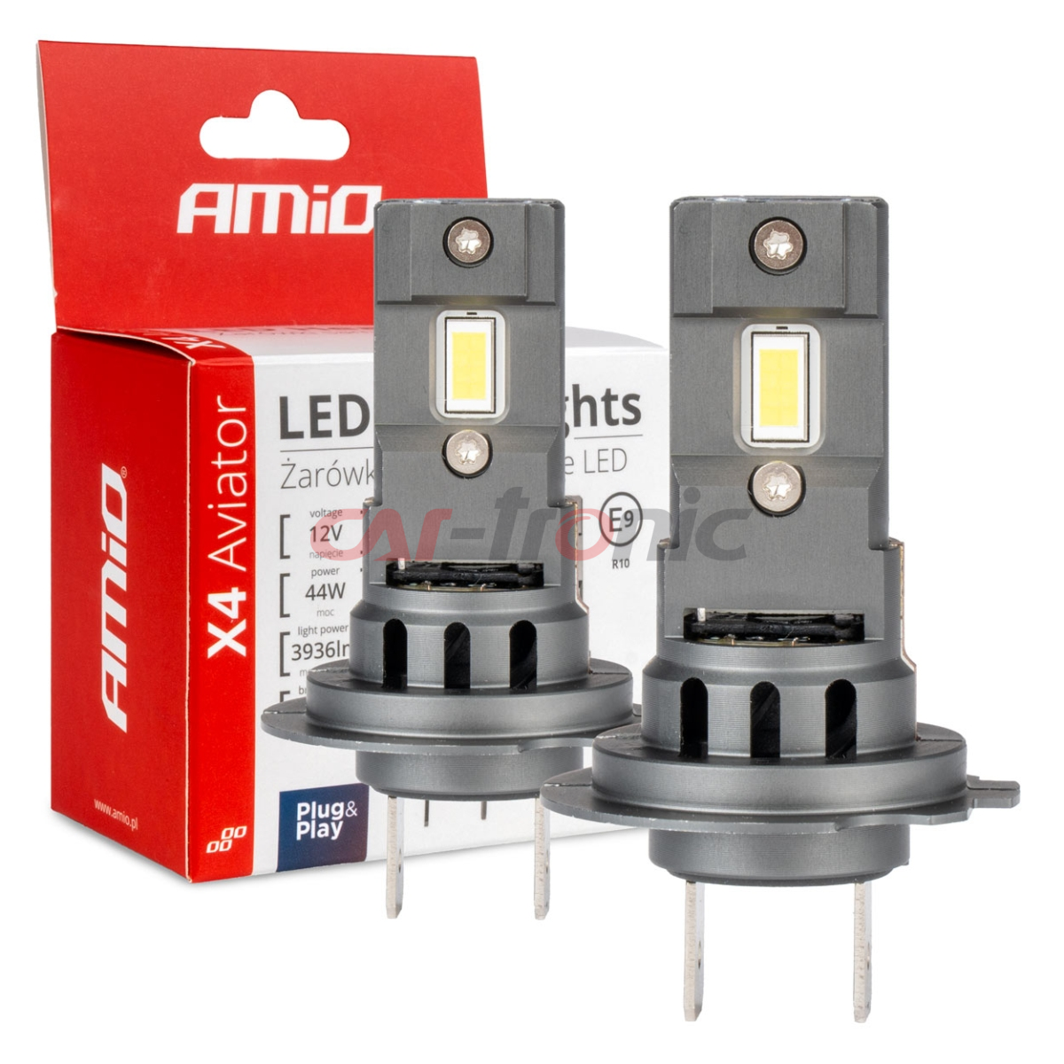 Żarówki samochodowe LED seria X4 Aviator H7/H18 6500K Canbus AMIO-03764