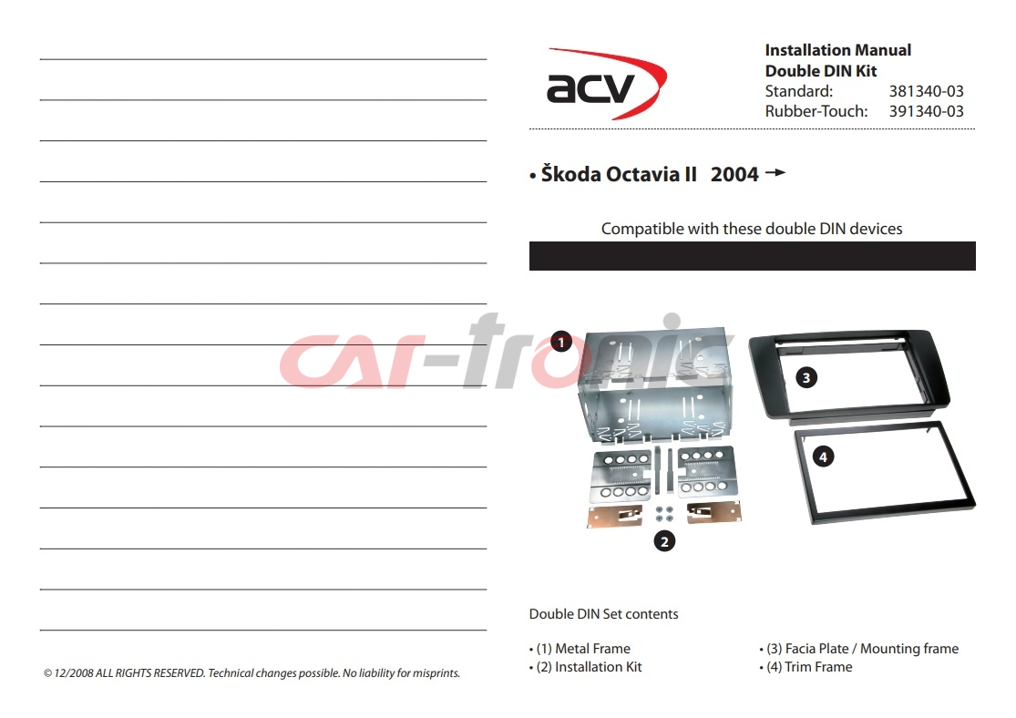 Ramka radiowa 2 DIN Skoda Octavia II (1Z) 04/2004->12/2008