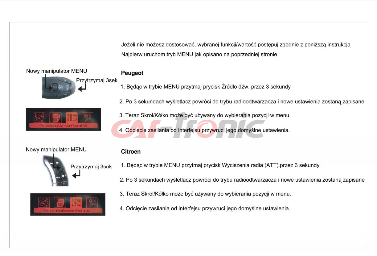 Adapter do sterowania z kierownicy Can Bus Peugeot 3008, 807, 407, 207, 308, 307 CTSPG007.2