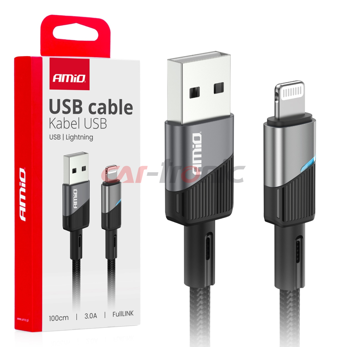 Kabel do ładowania USB-A - LIGHTNING IPHONE 3A 100cm FullLINK AMIO-03925