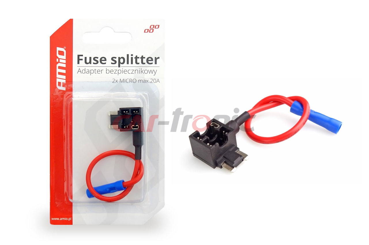 Adapter bezpiecznikowy dodatkowy bezpiecznik bajpas MICRO niski profil 20A AMIO-02332