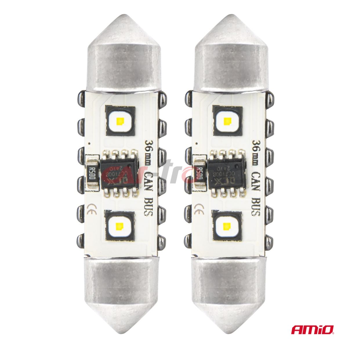 Żarówki LED CANBUS Festoon C5W 2SMD 3838 36mm White 12V 24V AMIO-04248