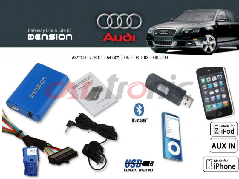 Cyfrowa zmieniarka Dension Bluetooth,USB,iPod,iPhone,AUX - Audi A2,A3,A4,A6,A8 Concert II,Chorus II, RNS-E