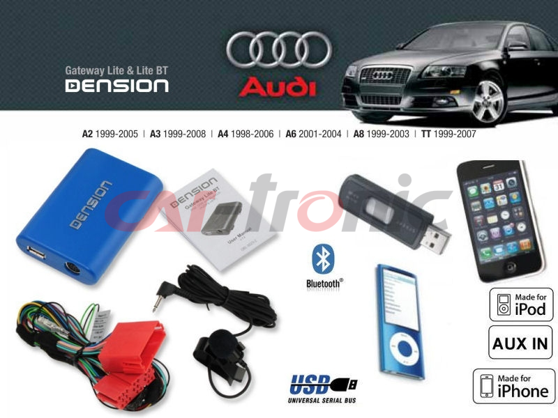 Cyfrowa zmieniarka Dension Bluetooth,USB,iPod,iPhone,AUX - Audi A2,A3,A4,A6 Seat Leon,Toledo,Ibiza