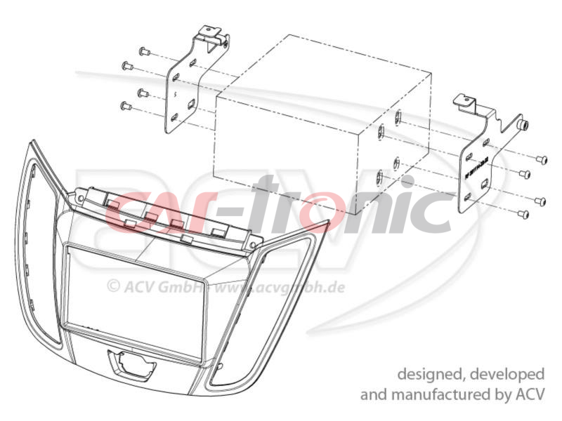 Ramka radiowa 2-DIN  Ford C-Max 2010 -> ciemny brąz