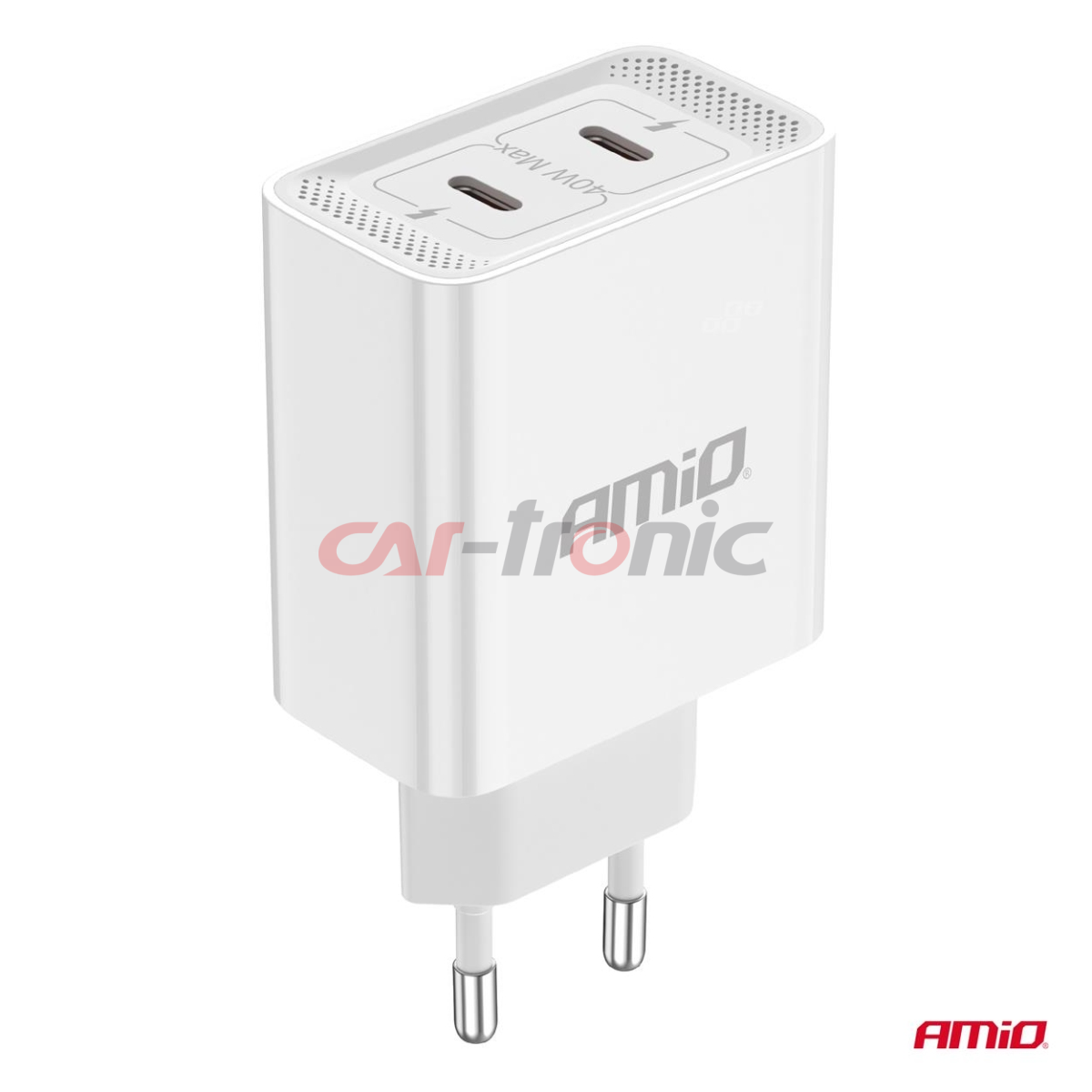 Ładowarka sieciowa 230V 2x USB-C 40W AMIO-03892