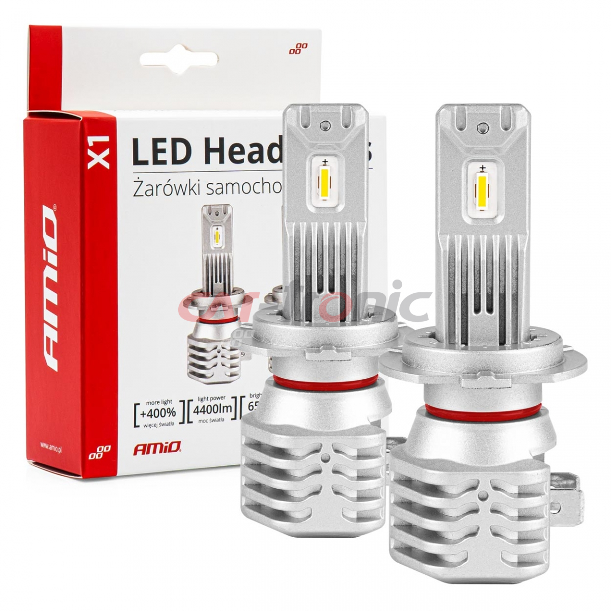 Żarówki samochodowe LED seria X1 H7 H18 6500K Canbus AMIO-02966