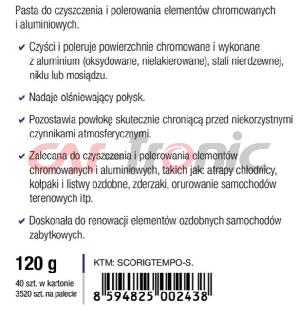 Pasta do polerowania powierzchni chromowanych TEMPO 120g