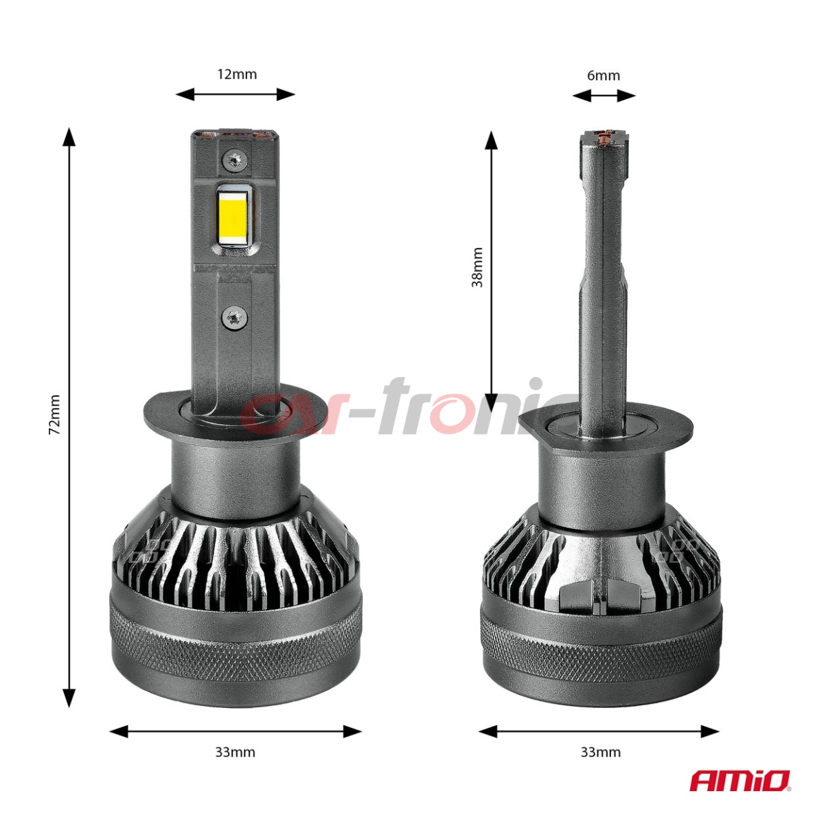 Żarówki samochodowe LED seria HP Full Canbus H1 12V 24V 6500K AMIO-03671