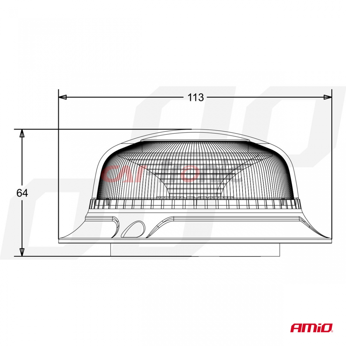 Lampa ostrzegawcza błyskowa mini kogut 18 LED magnes niska R65 R10 12V 24V W21m AMIO-02925