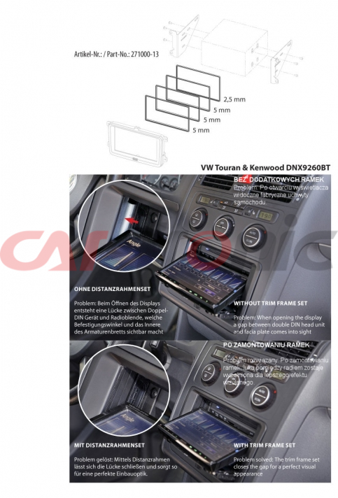 Adaptery uniwersalny do montażu stacji 2 DIN min. Kenwood DNX9260BT