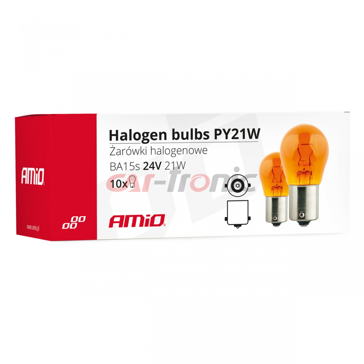 Żarówki halogenowe PY21W BA15s 24V 21W AMBER 10 szt. (E8) AMIO-01005