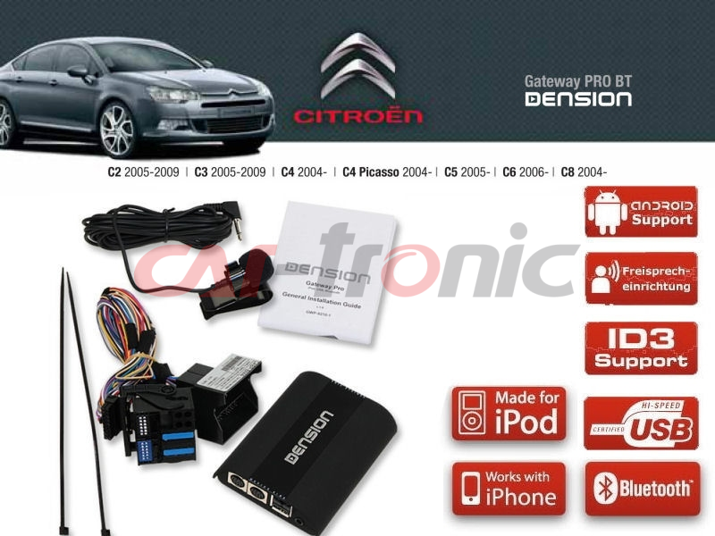 Dension Pro BT,AUX,USB,iPod,iPhone,ID3 - Citroen Peugeot