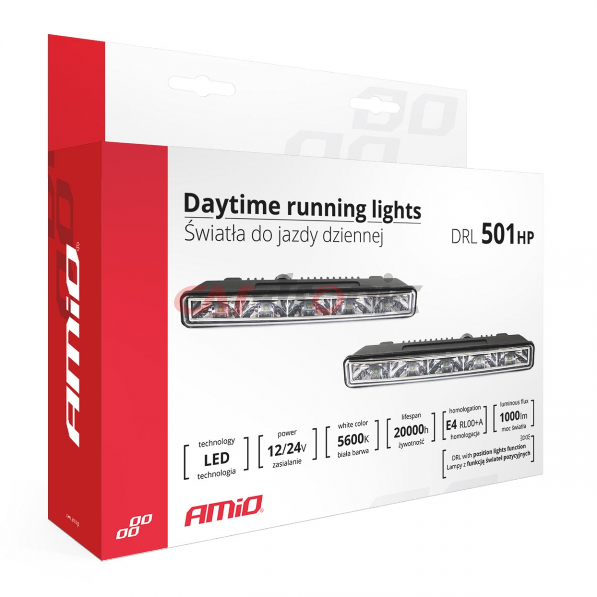 Światła do jazdy dziennej AMiO DRL 501 HP AMIO-01520