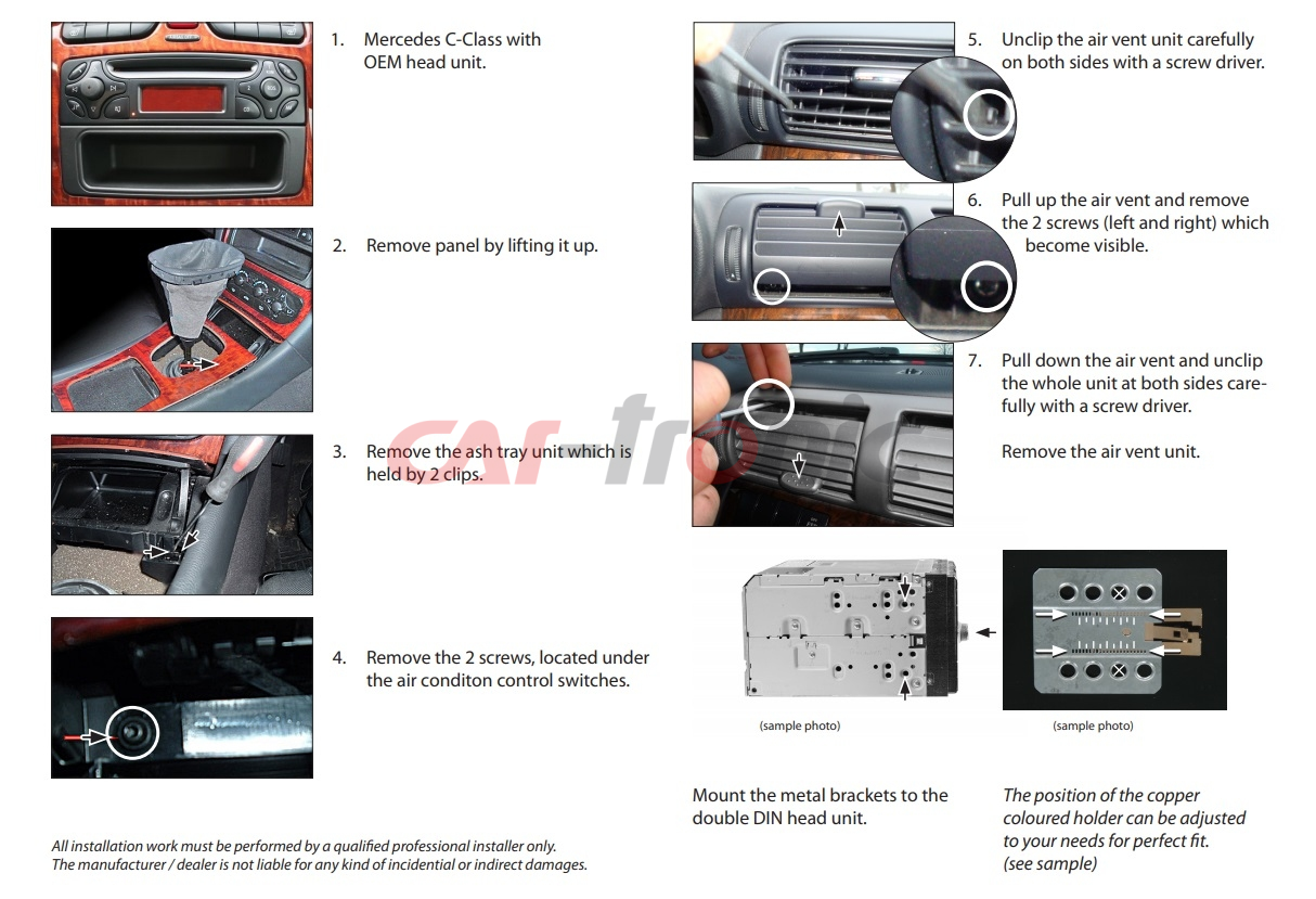 Ramka radiowa 2 DIN Mercedes-C (W203) 03/2000->06/2004, CLK, Vito, Viano.