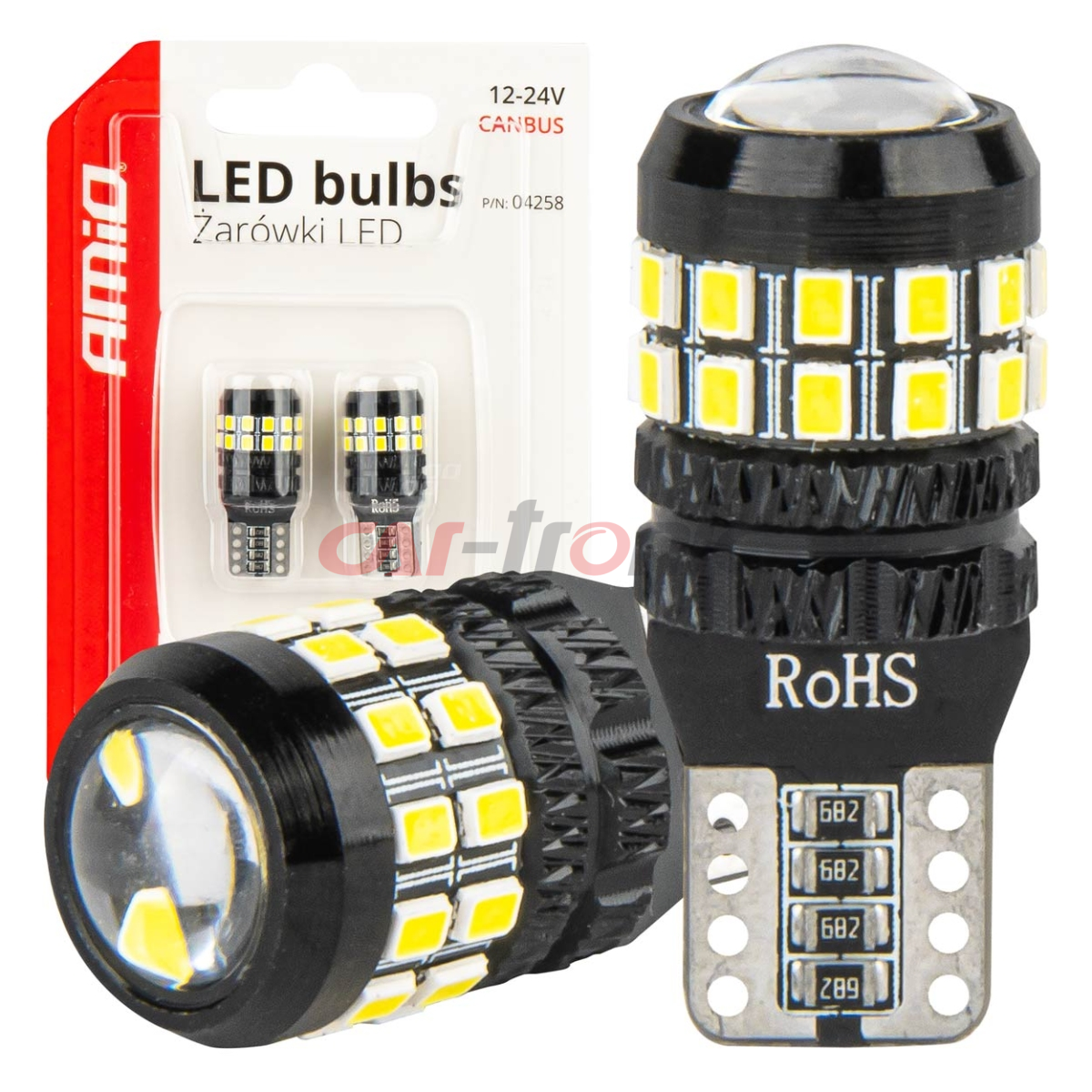 Żarówki LED CANBUS T10 W5W 27SMD 2016 White 12V 24V AMIO-04258