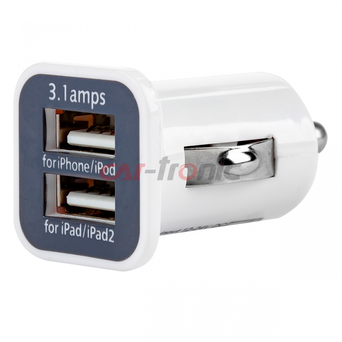 Ładowarka samochodowa 2x USB biała PCH-01 AMIO-01026